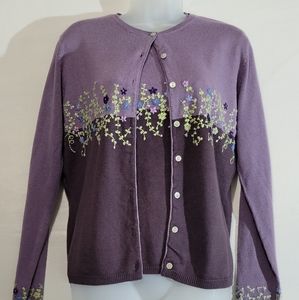Vintage Imagio Cardigan set with cute floral embroidery Sz Sm 238